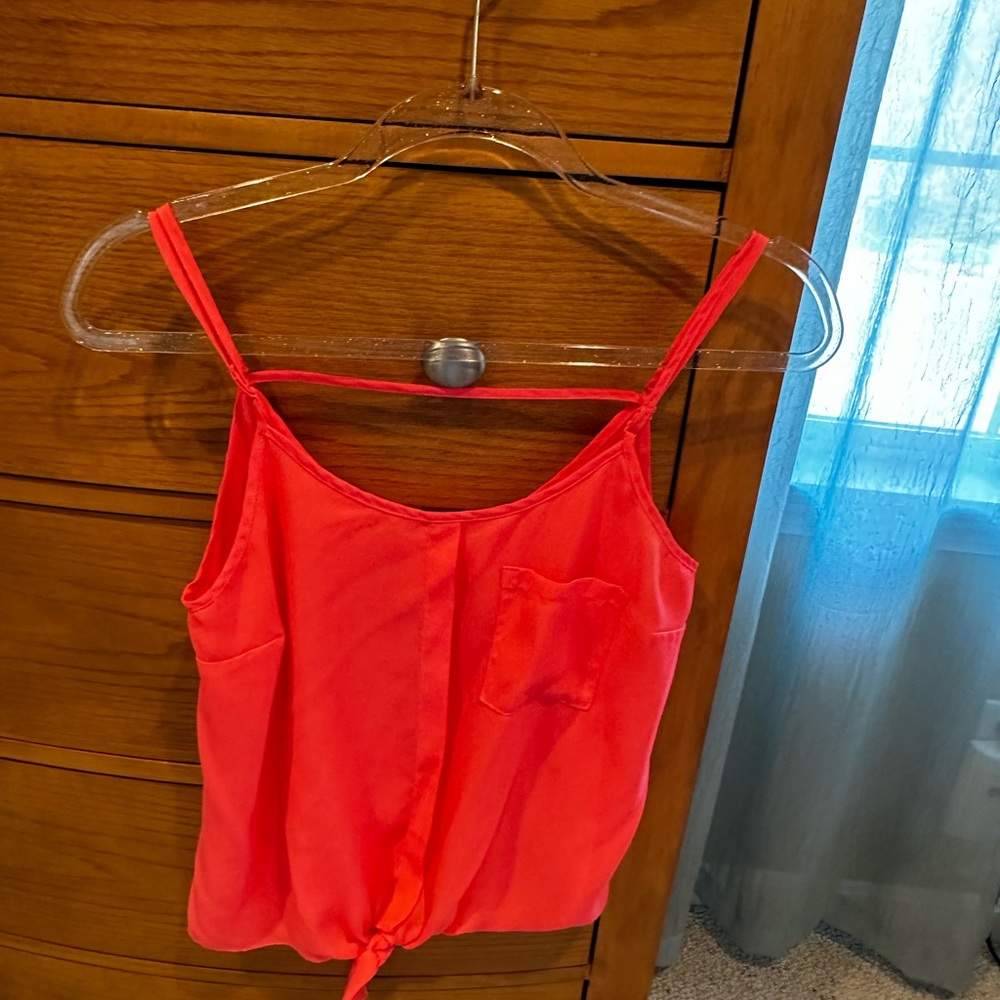 Candie's Womens hot coral summer tank, dressy material, worn once